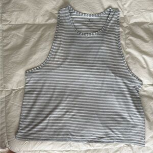 Athleta Muscle Tank Striped White and Gray size L
